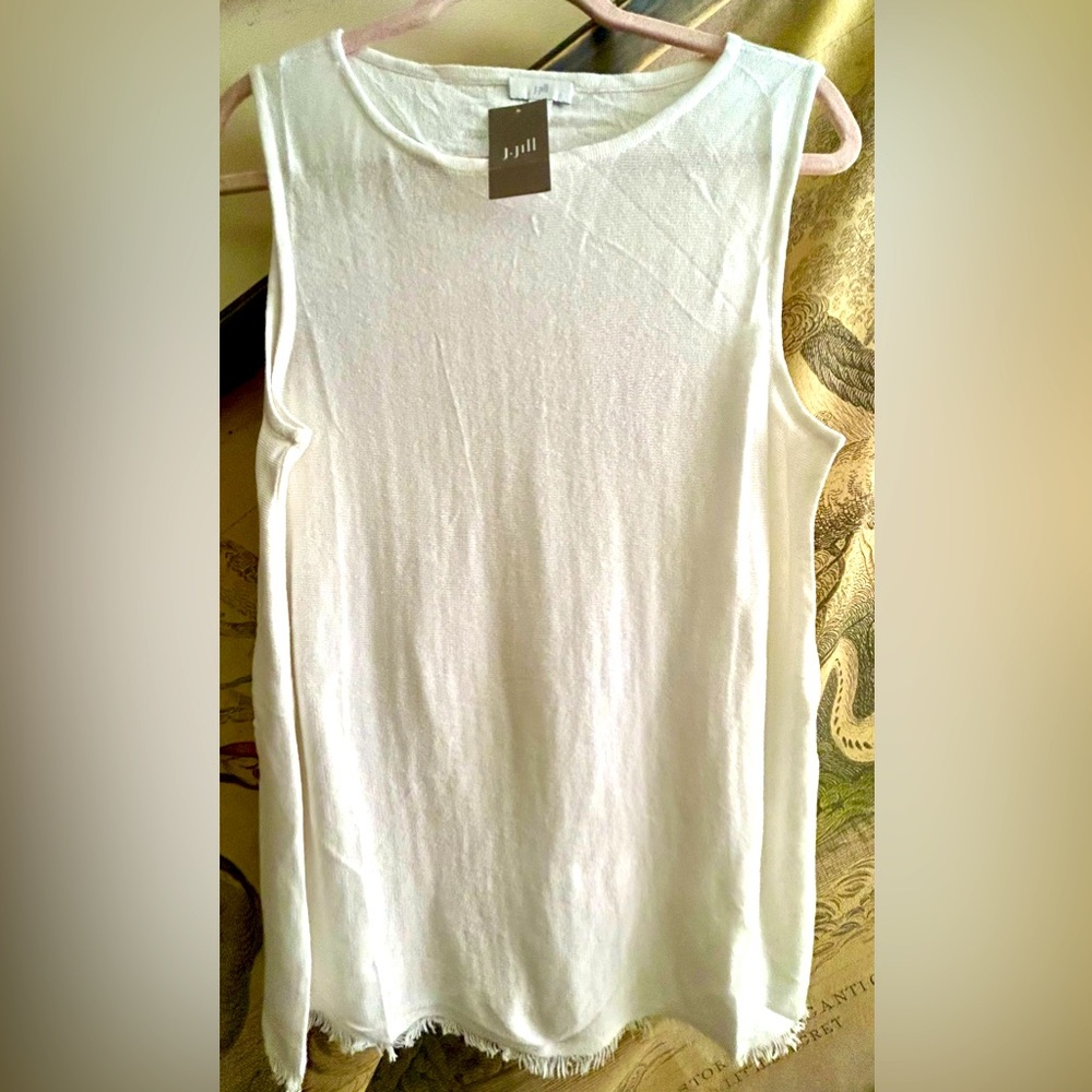 * New J Jill Linen Blend Sleeveless White Sweater Top SZ Medium *